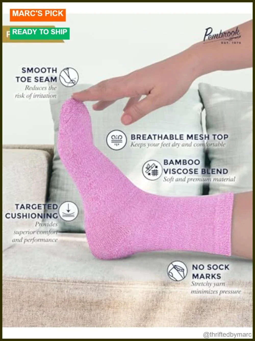 Ankle Diabetic Socks 4-Pair Pack Moisture-Wicking Bamboo Viscose Loose Top Crew
